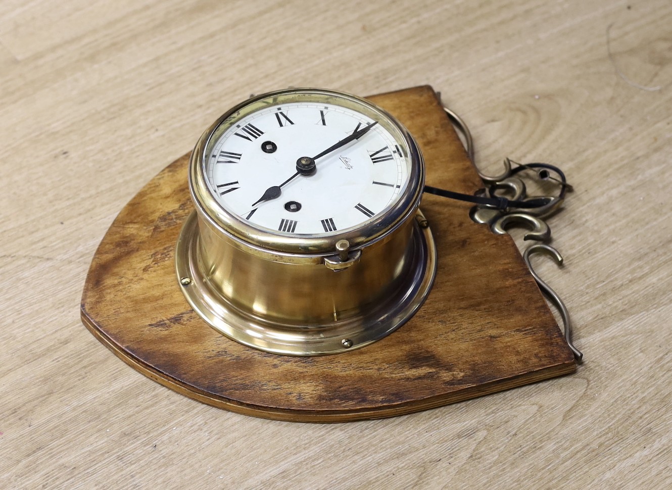 A Schatz brass bulkhead timepiece, mounted - Image 2 of 3