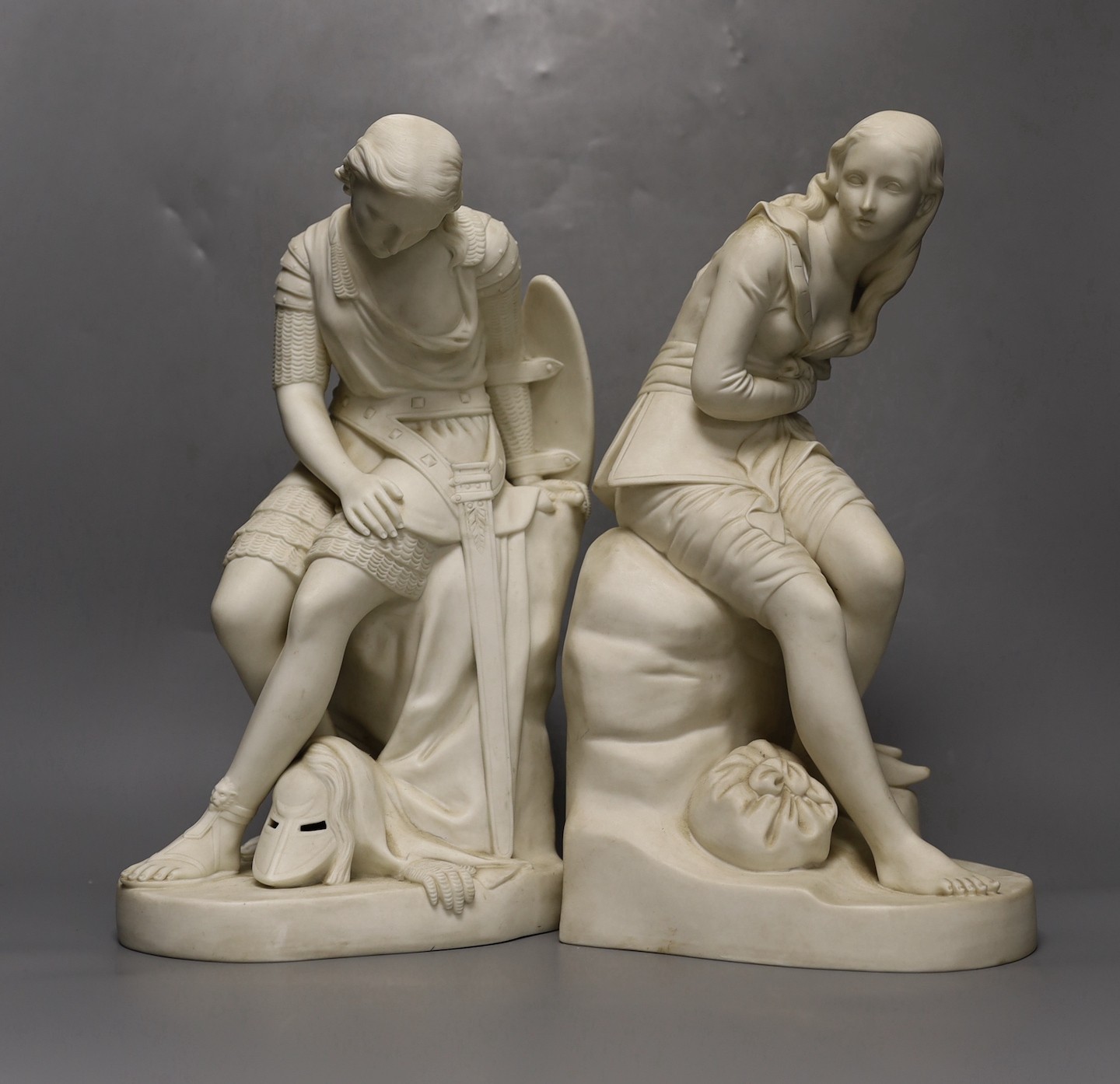 John Bell for Minton, two Parian figures of Dorothea and Clorinda, 35cm tall