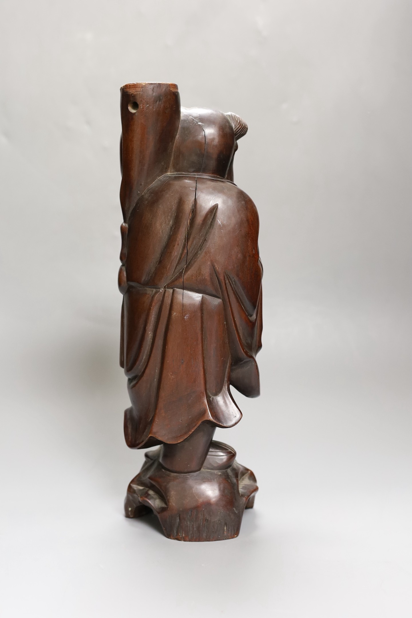 A Chinese hardwood figure of an immortal, 36cm - Image 2 of 4