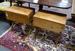 Two occasional tables constructed from wine crates, width 50cm