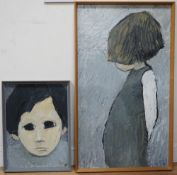 Marion Patrick (b.1940), oil on board, 'Girl', initialled with artist's label verso, 81 x 46cm and