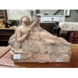 After the antique. A terracotta sculpture 'Le Reve D'Amour', width 48cm, height 29cm