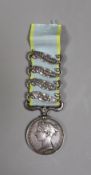 A Crimea war medal with 4 clasps - ‘Sebastopol’, ‘Inkermann’, ‘Balaklava’ and ‘Alma’ stamped 3722