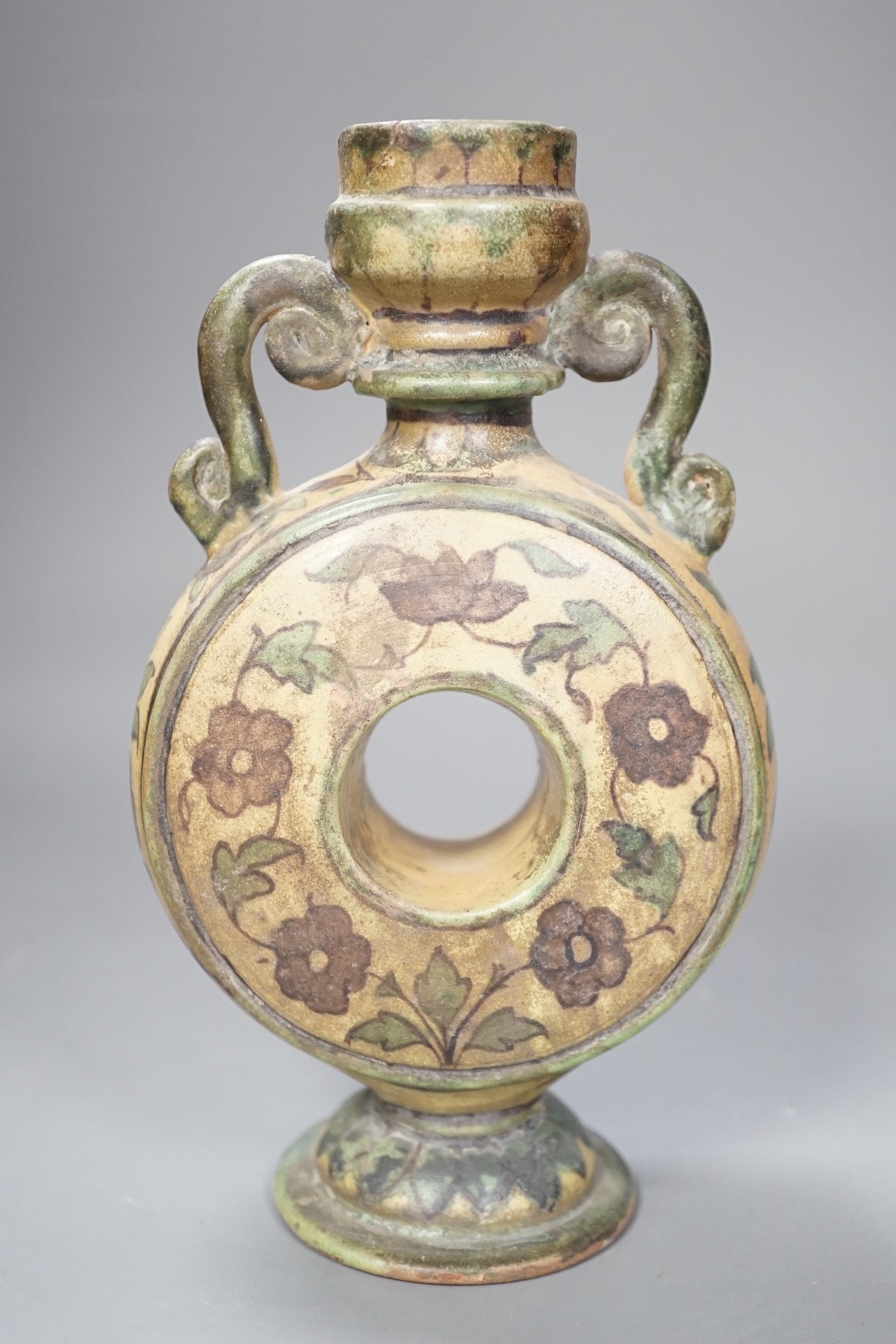 A polychrome painted terracotta vase, 20cm - Image 4 of 5