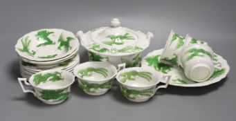 An early 19th century part dragon designed tea set, possibly Ridgeways