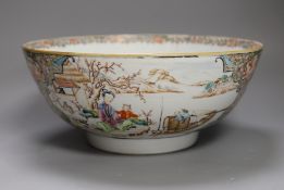 An 18th century Chinese export porcelain footed bowl (with damage) 30cm diameter