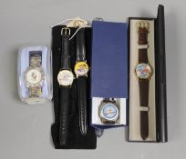 Disney World wristwatch, 1998, cast only and five other Disney watches including Cruise Line