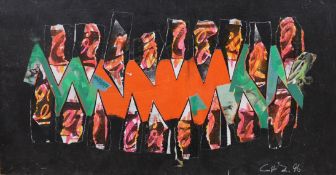 Dan Gottschalk (1966-), mixed media on panel, Untitled, initialled and dated '96, 31 x 59cm