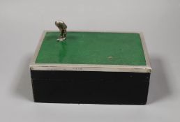 A George V silver and leather mounted golf related card box, with engraved inscription dated 1934,