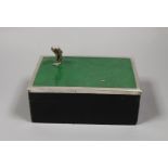 A George V silver and leather mounted golf related card box, with engraved inscription dated 1934,
