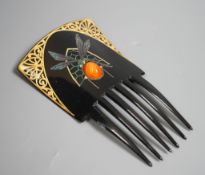 An Arts & Crafts paste mounted hair comb