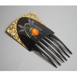 An Arts & Crafts paste mounted hair comb