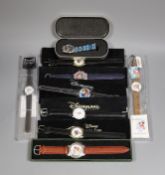 Assorted Walt Disney wristwatches including two commemorative Disney Cruise Line, 100 Years of