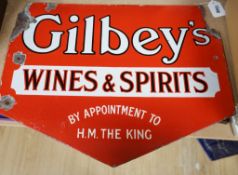 A Gibley's wines and spirits enamel sign, 53 cms wide x 42 high,