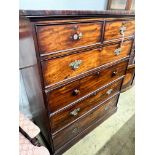An early Victorian mahogany secretaire chest, fitted two short and four long drawers including a
