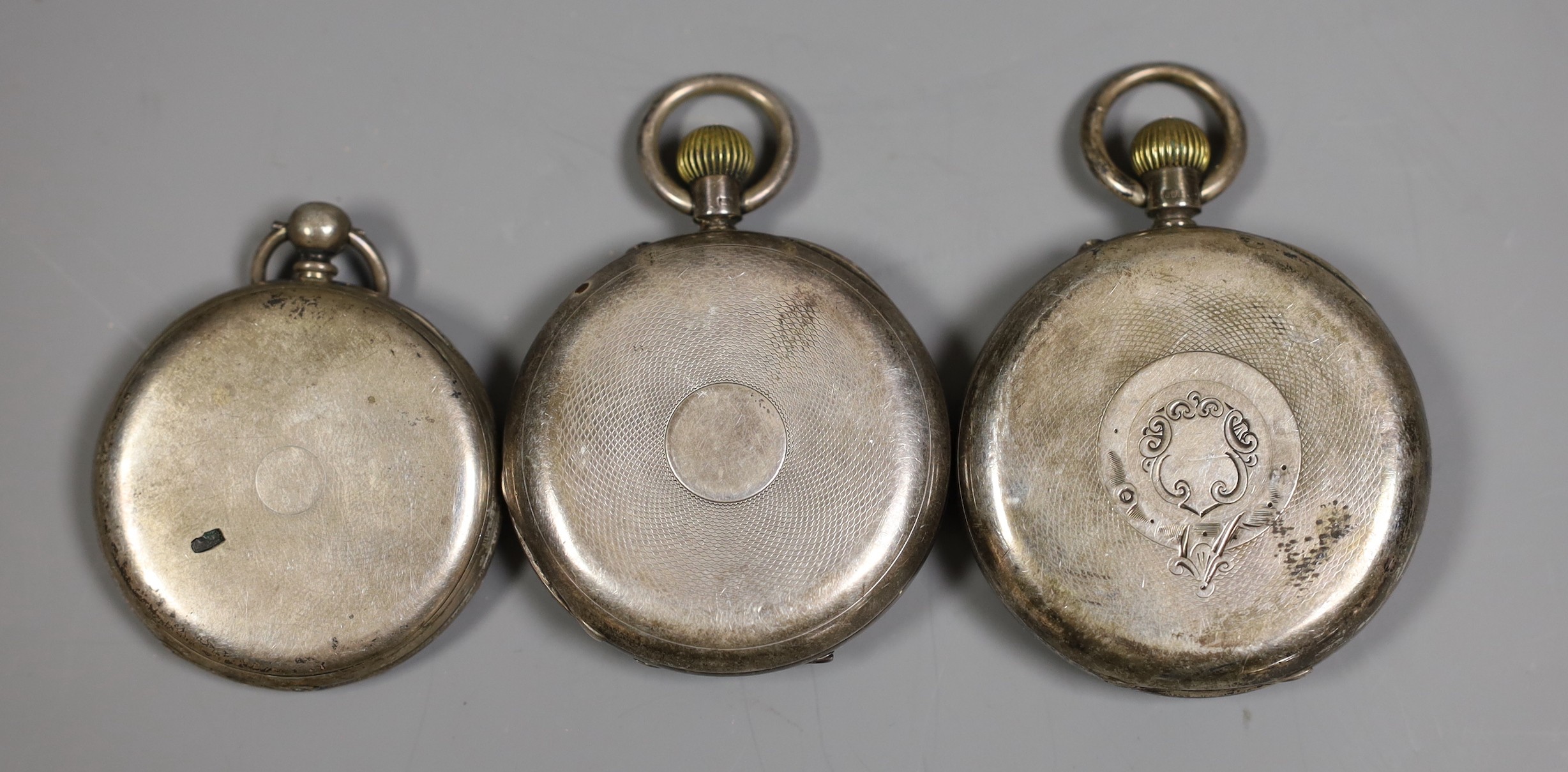 Two silver pocket watches including half hunter and one other white metal open faced pocket watch( - Image 2 of 3