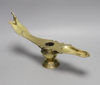 A 19th century Indian brass oil lamp, 45 cms wide