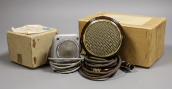 Two 1950’s studio microphones, boxed including Grundig bakelite