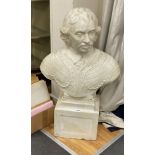 A plaster bust of Oliver Cromwell, height 90cm