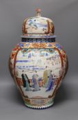A large Japanese porcelain jar and cover, Meiji period, 60 cms high,