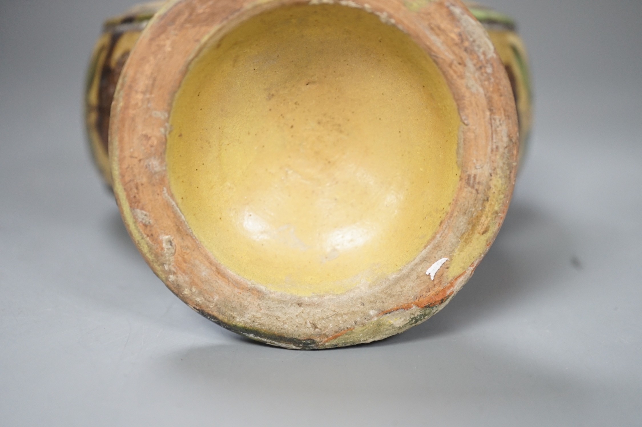A polychrome painted terracotta vase, 20cm - Image 5 of 5