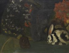 Willem de Zwart (1862-1931), oil on canvas, Still life with black and white rabbit, signed, 35 x