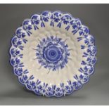 A Delft blue and white lobed dish, late 17th century, 33cm