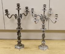 A pair of Elkington silver plated figural candelabra, 48.5 cms high,