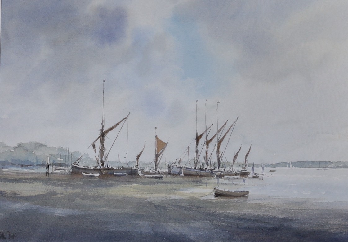 Peter Toms (b.1940), two watercolours, 'The Foreshore Pin Mill' and 'Passing By', signed, 25 x 36cm - Image 3 of 3