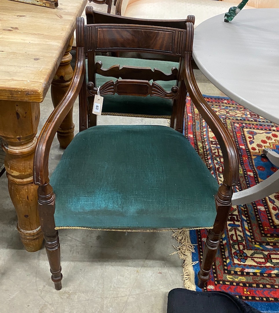 A set of eight Regency mahogany dining chairs, two with arms