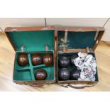 A set of four Slazengers bowls balls and another set of four Douglas Kenn ltd. ‘Henselite’ bowls