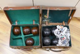 A set of four Slazengers bowls balls and another set of four Douglas Kenn ltd. ‘Henselite’ bowls