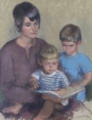William Dring (1904-1990), pastel, 'Melissa and the boys', signed and dated '69, label verso, 50 x