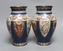 A pair of Japanese cloisonné enamel vases, probably Kyoto, early 20th century,25cms high,