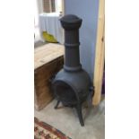 A cast metal chiminea, height 110cm