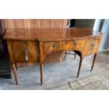 A Regency mahogany bowfront sideboard, length 184cm, depth 75cm, height 93cm