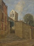 Charles Louis Geoffroy-Dechaume (French, 1877-c.1940), oil on board, 'Church at Auvers, Seine et