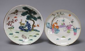 Two Chinese famille rose dishes, 19th century or later,largest 21cms diameter,