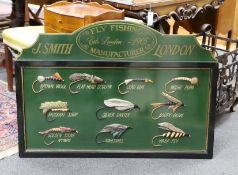 A fly fishing sign J Smith of London,96cms wide x 65cms high,