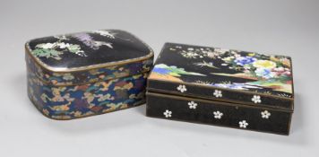 A Japanese silver wire cloisonné enamel box and cover, Meiji period and an early 20th century