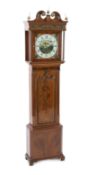 Lees of Bury. A William IV boxwood strung mahogany eight day longcase clock, the painted square
