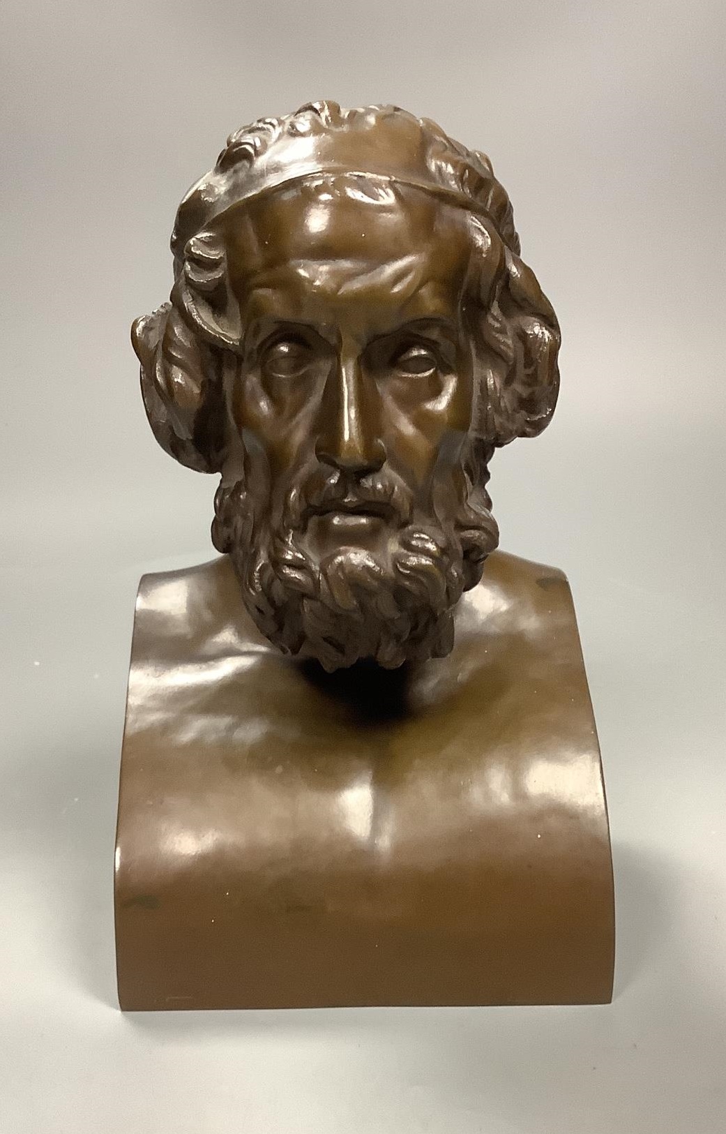 F. Barbedienne bronze bust of Homer, late 19th century, 21 cm high