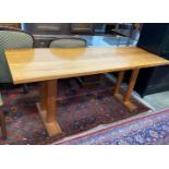 A bespoke rectangular cherrywood refectory table width 183cm, depth 66cm, height 74cm.