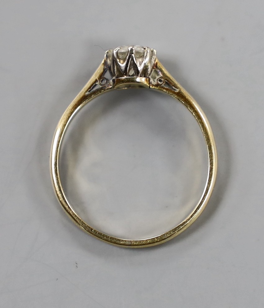 An 18ct, plat and solitaire diamond set ring, size Q, gross weight 2.4 grams. - Image 3 of 3