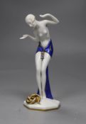 A Goebel Art Deco figure of a snake dancer,18cms high,