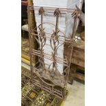 Three rectangular wrought iron panels, width 60cm, height 116cm