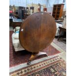 A Victorian circular mahogany tilt top breakfast table, diameter 102cm, height 72cm