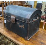 A Victorian leather dome top trunk with original interior by Webb & Son, Plymouth and Exeter, length