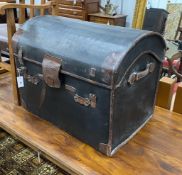A Victorian leather dome top trunk with original interior by Webb & Son, Plymouth and Exeter, length