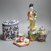 A group of mixed Asian ceramics,figurine 30 cms high,